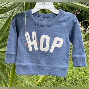 GAP Easter/spring baby girl crew neck bunny HOP sweatshirt blue 6-12 months NEW